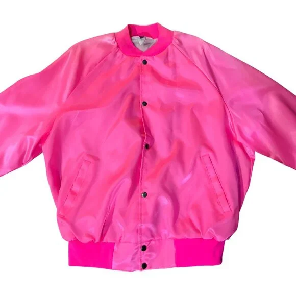 Vintage West Ark Pink Satin Bomber Jacket Women's XL Made in USA Used - Picture 3 of 16
